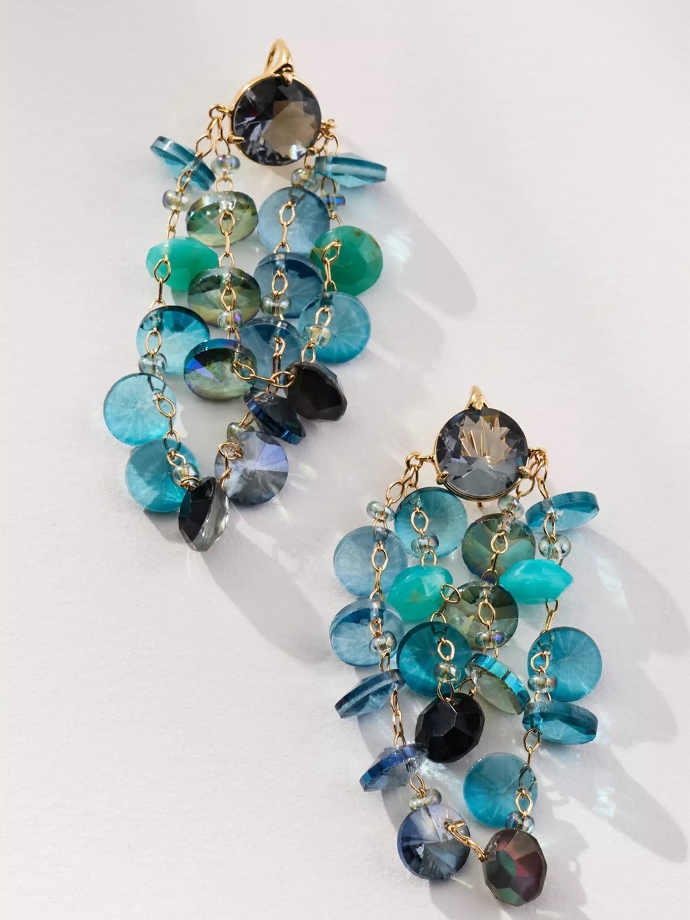 NWT Anthropologie Colorful Glass Stone Drop Earrings Turquoise